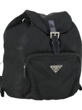 PRADA Backpack Nylon Black Silver Auth bs33169